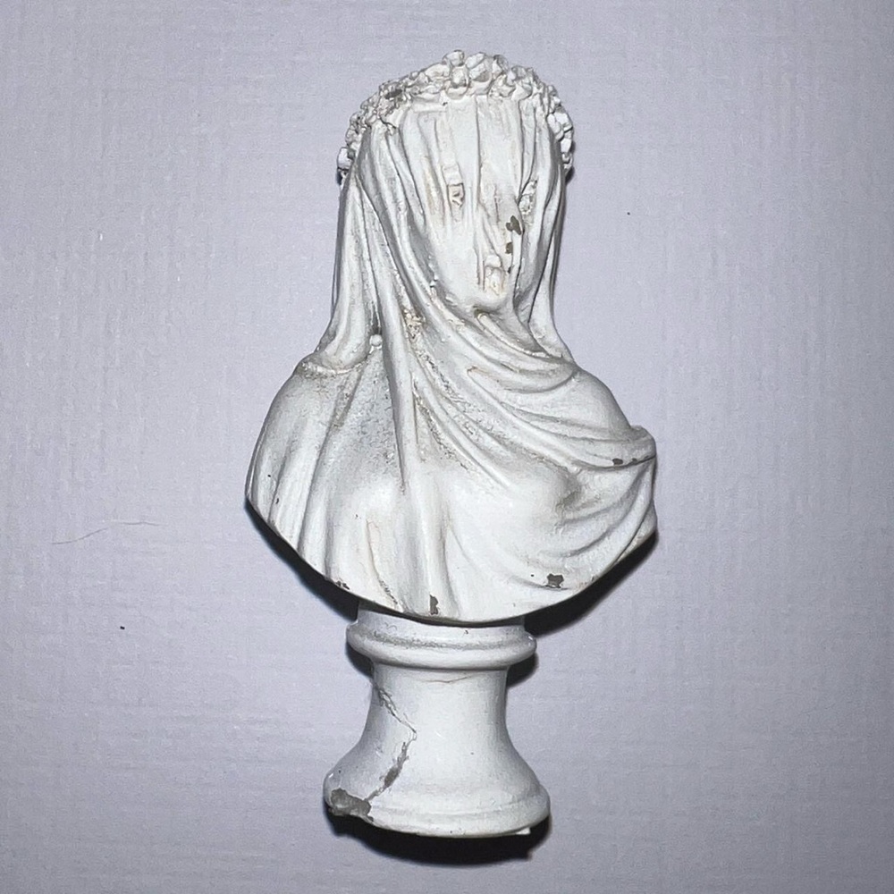 Miniature Veiled Maiden Bust Statue.